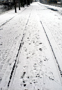 am Neujahrsmorgen auf dem Weg zum Traditionsfußballspiel